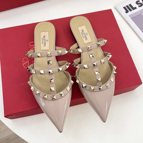 Valentino Women Shoes Mule Sandals Pointed Toe Slippers ROMAN STUD SLIDE SANDAL IN QUILTED NAPPA with Original Box Whatsapp 