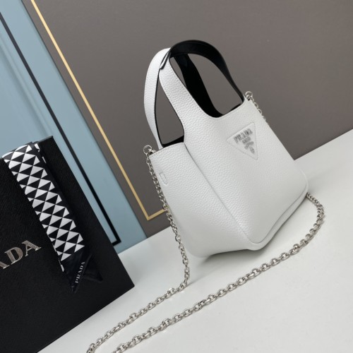 Prada Womens Shoulder Bags Leather Shopping Bag with Original Box