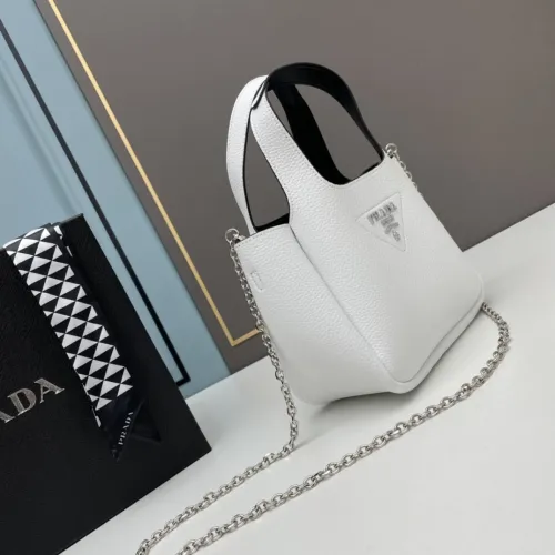 Prada Womens Shoulder Bags Leather Shopping Bag with Original Box
