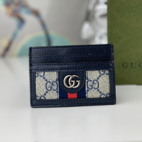 Gucci Womens Bag Wallets Card Holder Luxury Brand Ophidia GG card case in beige and blue Supreme with Original Box  