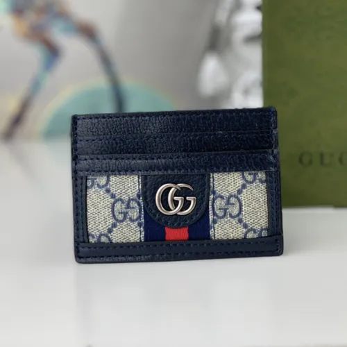 Gucci Womens Bag Wallets Card Holder Luxury Brand Ophidia GG card case in beige and blue Supreme with Original Box  