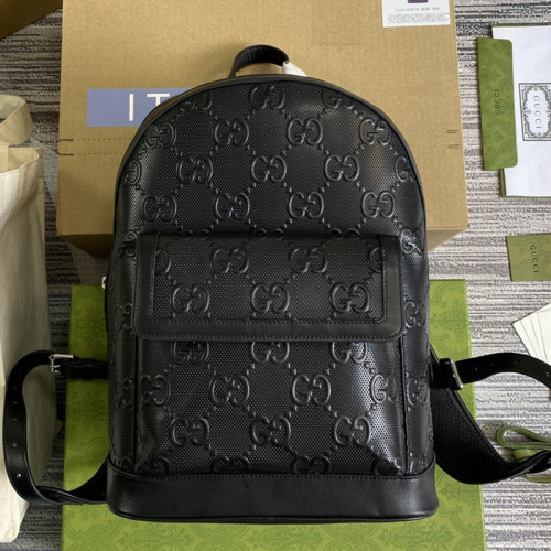 Gucci Womens Mens Fashion Bags Shoulder Backpacks Luxury Brand GG embossed backpack in black leather 658579 1W3BN 1000 with Original Box