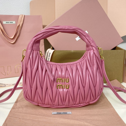 MiuMiu Womens Fashion Handbags Matelassé Shoulder Bag Leather Luxury Brand Miu Miu Wander Matelasse Nappa Leather Hobo Bag  