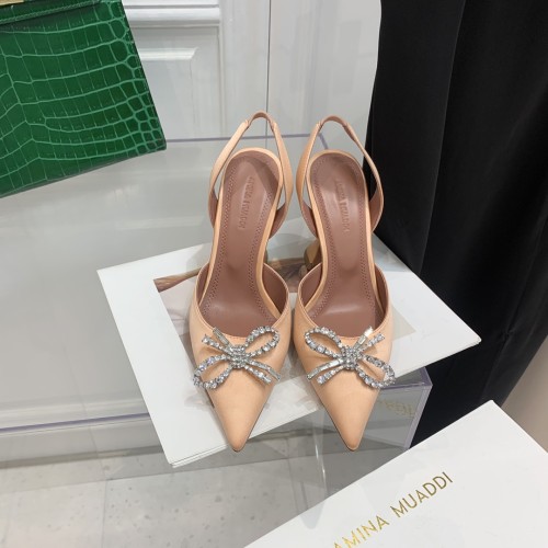 Amina Muaddi Womens Shoes Sandals Slippers Luxury Brand Fashion Pumps for Women with Original Box 9cm Heel