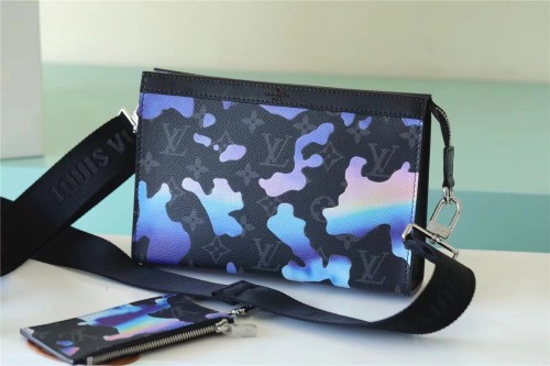 Louis Vuitton Womens Mens Bags Shoulder Bags Luxury Brand GASTON WEARABLE WALLET with Original Box M81753 Sunrise Monogram Eclipse coated canvas