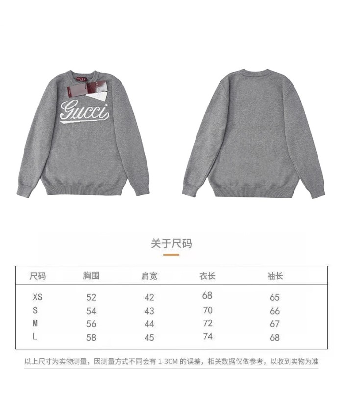 Gucci Men Womens Sweater Luxury Brand Womens Knitwear WOOL SWEATER WITH GUCCI INTARSIA 795347 XKD74 1423 Top Quality   