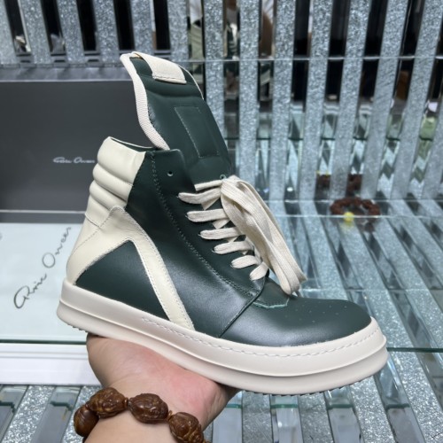 Rick Owens Men Shoes Sneakers Leather High-Top Breathable Mens Casual Shoes Ankle Boots with Original Box