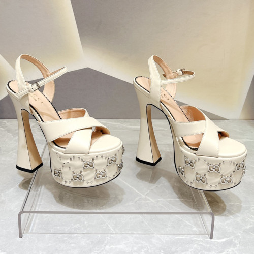 Gucci Womens Shoes Sandals 15cm Heel Luxury Brand with Original Box 730022 US000 7519 Women's Interlocking G sandal in leather Whatsapp 