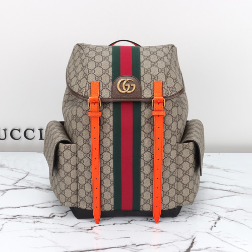 Gucci Womens Bags Backpacks Luxury Brand Ophidia medium backpack in beige and ebony GG Supreme  