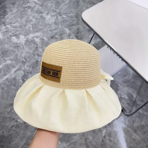 Dior Womens Bucket Hat Straw Hat Luxury Brand Design Dior Cap with Original Box  