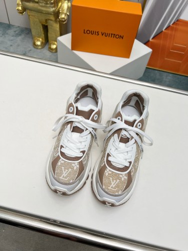 Louis Vuitton Womens Shoes Sneakers Lace-Up Luxury Brand Fashion LV Run 55 Sneaker with Original Box 1ACGOQ  