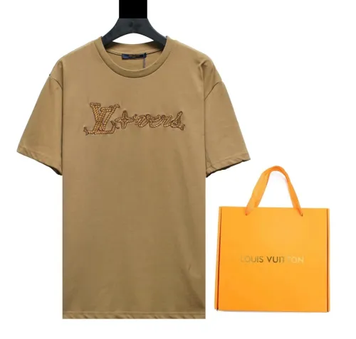 Louis Vuitton Luxury Brand Men Womens Short Sleeve T-Shirt Embroidered Signature Cotton T-Shirt   