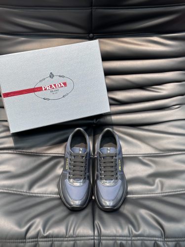 Prada Mens Shoes Casual Luxury Brand Breathable Sneakers with Original Box Downtown leather sneakers 2EE364_3LKG_F098Z with Original Box Whatsapp 