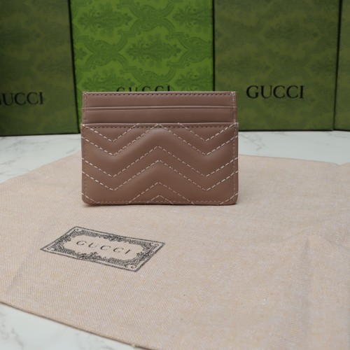 Gucci Womens Bag Wallets Card Holder Luxury Brand Black Leather GG Marmont Card Case with Original Box