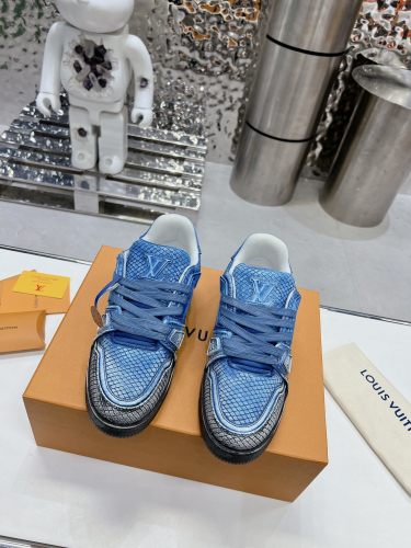 Louis Vuitton Mens Shoes Fashion Sneakers Design Luxury Brand LV TRAINER SNEAKER 1ABLVV Mix of materials with Original Box 1ABLUR  