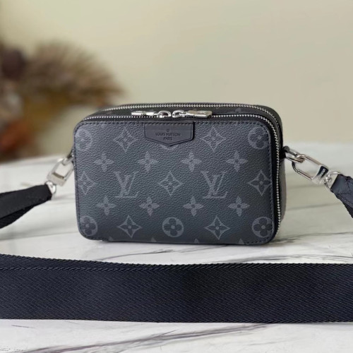 Louis Vuitton Mens Bags Clutch Luxury Brand Fashion Type ALPHA WEARABLE WALLET M80741 with Original Box Monogram Eclipse coated canvas