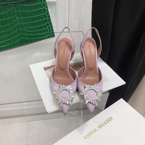 Amina Muaddi Womens Shoes Sandals Slippers Luxury Brand Fashion Pumps for Women with Original Box 9cm Heel