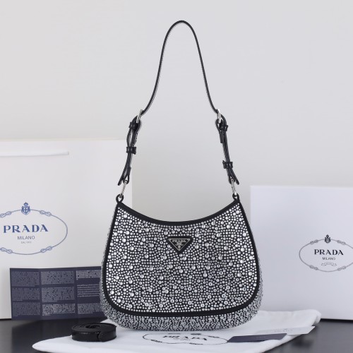 Prada Womens Shoulder Bags Leather Shopping Bag with Original Box
