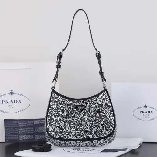 Prada Womens Shoulder Bags Leather Shopping Bag with Original Box