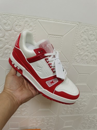 Louis Vuitton Mens Shoes Fashion Sneakers Design Luxury Brand LV TRAINER SNEAKER Mix of materials with Original Box 1A9JI9