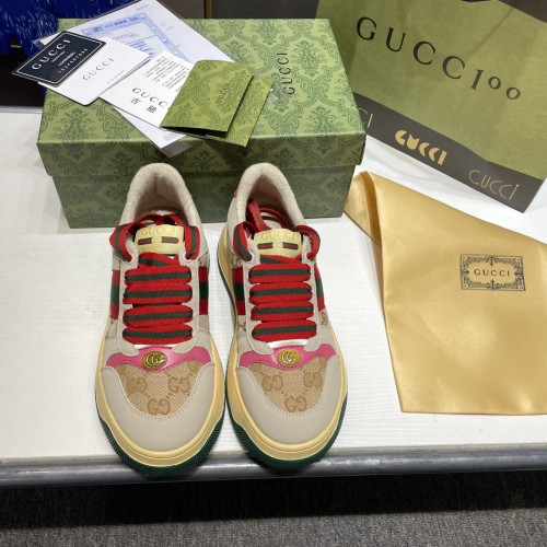 Gucci Womens Shoes Sneakers Luxury Brand Women's Screener trainer with Web in beige leather with Original Box Whatsapp 