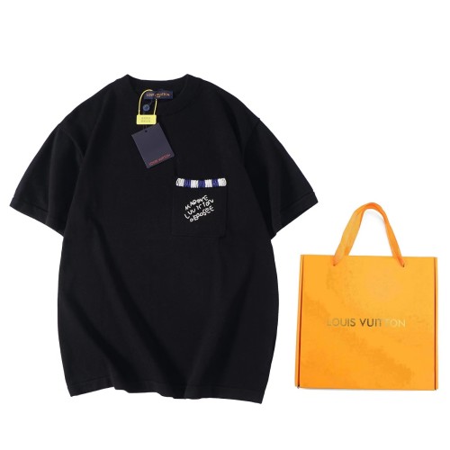 Louis Vuitton Luxury Brand Men Womens Short Sleeve T-Shirt Embellished Short-Sleeved Cotton Crewneck 1AFRJG   