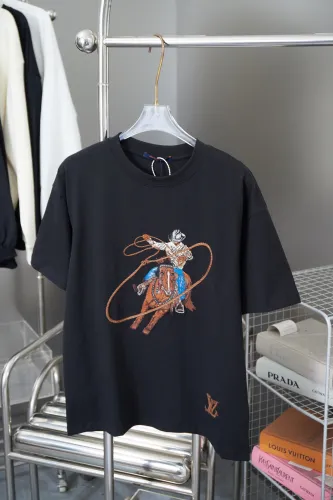 Louis Vuitton Luxury Brand Men Womens Short Sleeve T-Shirt Graphic Embroidered Cotton T-Shirt 1AFXNO   