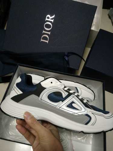 Dior Mens Shoes Sneakers Luxury Brand B30 SNEAKER Blue Mesh and White, Gray and Black Technical Fabric 3SN279ZRB_H553 with Original Box Whatsapp 