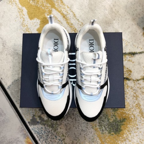 Dior Mens Shoes Sneakers Luxury Brand Breathable Design B22 SNEAKER Technical Mesh with Gold-Tone Laminated Calfskin with Original Box  