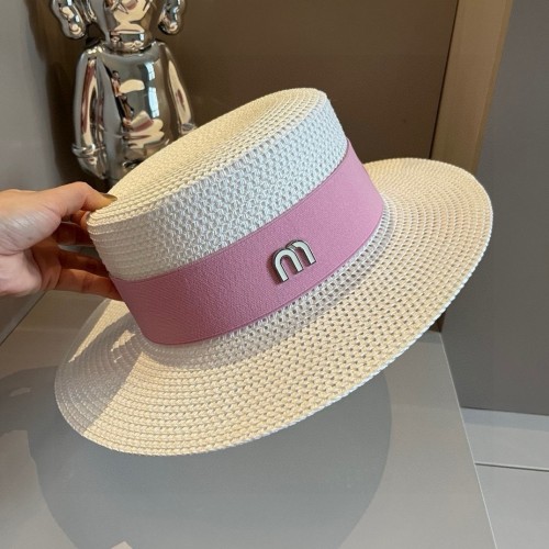 Miumiu Womens Cap Straw Hat Luxury Brand with Original Box  