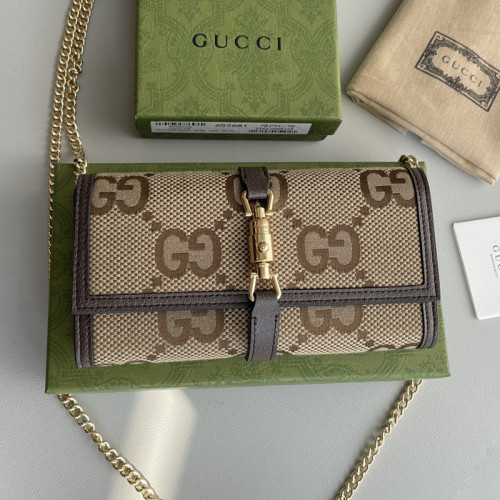 Gucci Womens Mens Bags Wallets Luxury Brand Gucci Jackie 1961 chain wallet with Original Box 652681 HUHHG 9794