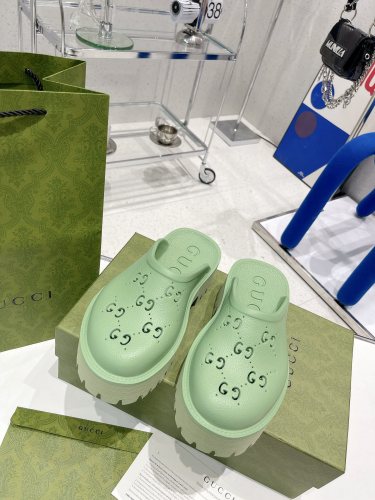 Gucci Womens Shoes Slippers Women's Platform Perforated G Sandal Luxury Brand with Original Box 663577 JFB00 9022  