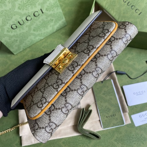 Gucci Womens Mens Bags Wallets Luxury Brand Gucci Padlock card case wallet in leather and GG Supreme with Original Box 658226 KLQIG 9763