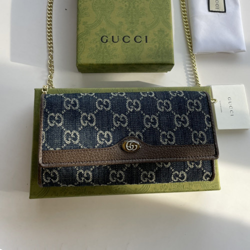 Gucci Womens Mens Bags Wallets Luxury Brand Gucci Beige / Ebony GG Supreme Canvas Ophidia Chain Wallet with Original Box 546592 96IWS 8745