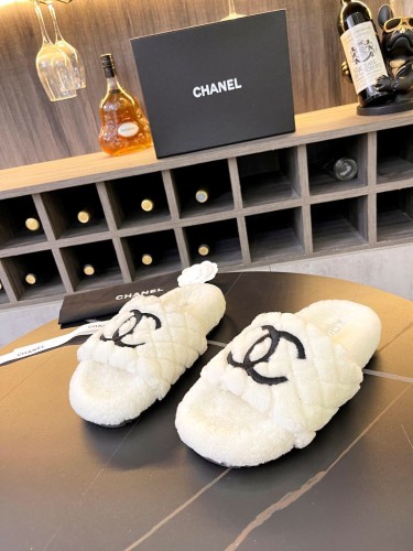 Chanel Womens Shoes Slippers Luxury Brand Winter Plus Velvet Design with Original Box