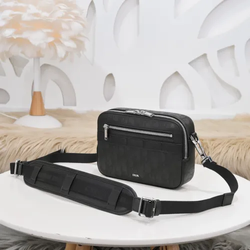 Dior Mens Bags Crossbody Bags SAFARI BAG WITH STRAP Black CD Diamond Canvas with Original Box  