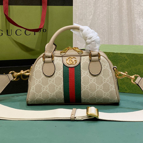 Gucci Womens Bags Shoulder HandBags Luxury Brand Gucci Ophidia mini GG top handle bag with Interlocking G with Original Box 724606 FABEX 9642