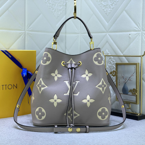 Louis Vuitton Womens Bag Crossbody Design NÉONOÉ MM Bicolor Monogram Empreinte Leather Luxury Brand with Original Box  