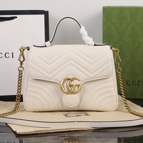 Gucci Womens Bags Shoulder Messenger Bag Luxury Brand Gucci Leather GG Marmont Small Top Handle Bag with Original Box 498110 DTDIT 1000