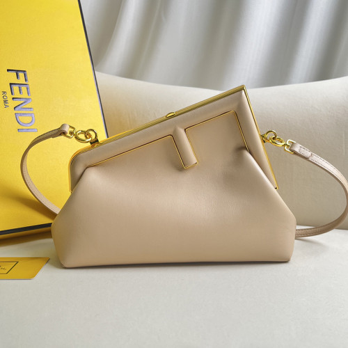 Fendi Womens Bags Shoulder Bags Clutch Luxury Brand Fendi First Small Dove grey leather bag 8BP129ABVEF0E65 with Original Box  