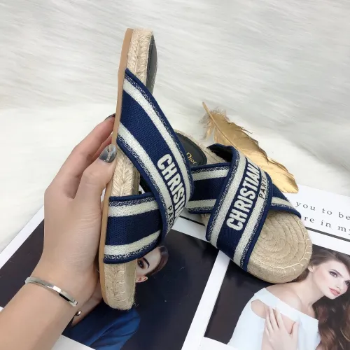 Dior Womens Shoes Slippers Dior Granville Espadrille Dior Oblique Embroidered Cotton with Original Box