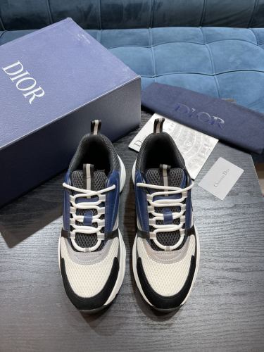 Dior Mens Shoes Sneakers Luxury Brand Breathable Design B22 SNEAKER Technical Mesh with Beige and Smooth Calfskin with Original Box  