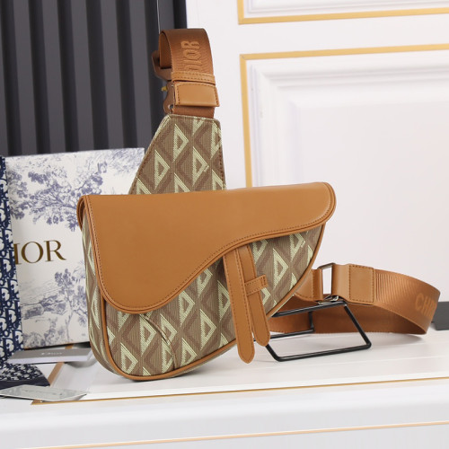 Dior Womens Mens Bag Saddle Bag Luxury Brand Design Fashion Type Shoulder Bags SADDLE BAG Dior CD Diamond Canvas and Smooth Calfskin with Original Box 1ADPO093CDP_H42E