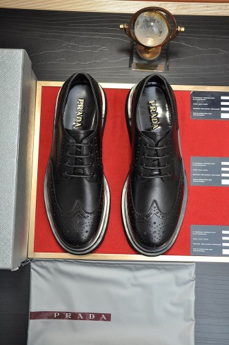 Prada Mens Shoes Business Casual Luxury Brand Dress Shoes with Original Box