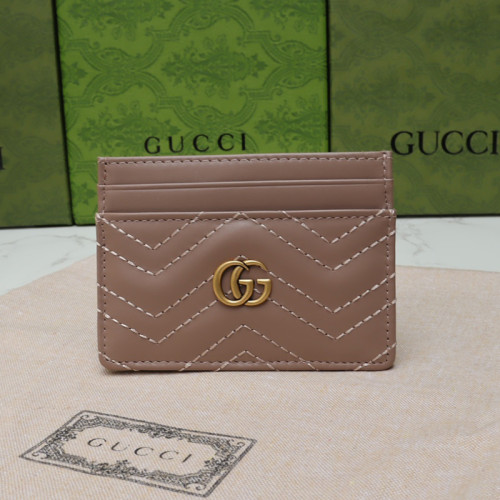 Gucci Womens Bag Wallets Card Holder Luxury Brand Black Leather GG Marmont Card Case with Original Box