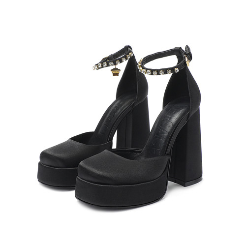 Versace Brand Womens Sandals Shoes Pumps Leather Big Size LA MEDUSA LEATHER PUMPS with 3cm High Platform and 12cm Heel Design  