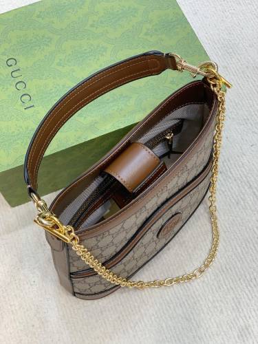 Gucci Womens Bag Crossbody Luxury GG Shoulder Bag Leather Gucci GG Retro Hobo Shoulder Bag in Brown