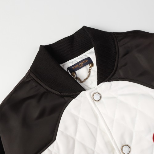 Louis Vuitton Men Womens Coat Jacket Luxury Brand Mens Jackets Bicolor Satin Bomber Jacket 1AFWI7 Top Quality   B37