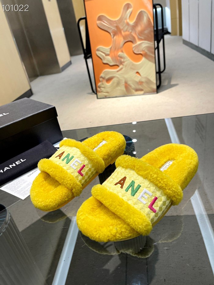 Chanel Womens Shoes Slippers Luxury Brand Winter Plus Velvet Design with Original Box