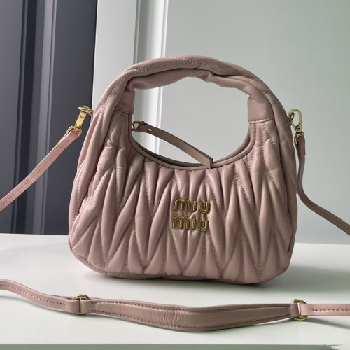 MiuMiu Womens Fashion Handbags Matelassé Shoulder Bag Leather Luxury Brand Miu Miu Wander Matelasse Nappa Leather Hobo Bag  